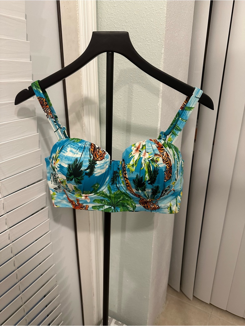 torrid Tropical Blue Palm Print Swim Top
